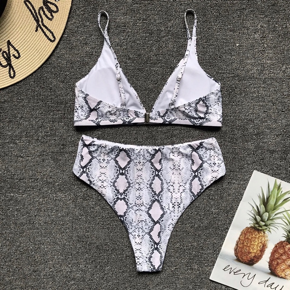 206. Snake Print high waist swimsuits - Picture 7 of 8